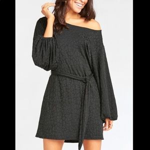 Black cheetah long sleeve mini dress